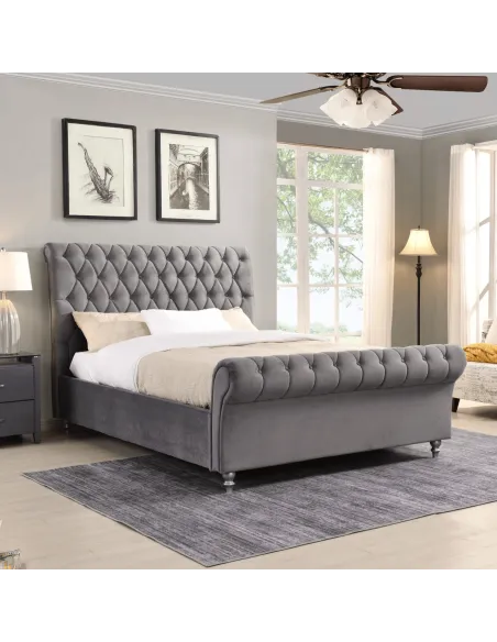 Kilkenny 6FT Bedframe - Grey Velvet | Murphy Furniture