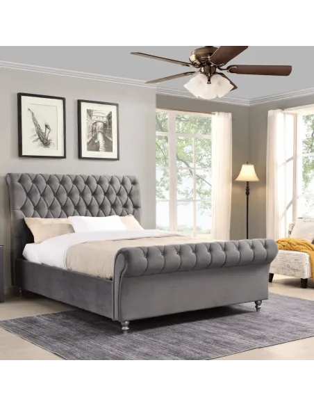 Kilkenny 6FT Bedframe - Grey Velvet | Murphy Furniture