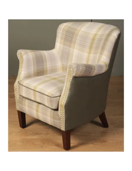 Harlow Armchair - Yellow Check/Grey | Murphy Furniture