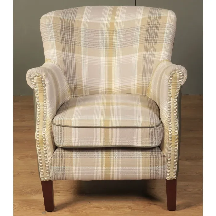 Harlow Armchair - Yellow Check/Grey | Murphy Furniture