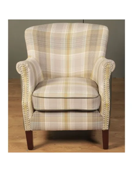 Harlow Armchair - Yellow Check/Grey | Murphy Furniture