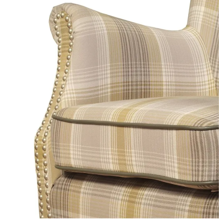 Harlow Armchair - Yellow Check/Grey | Murphy Furniture