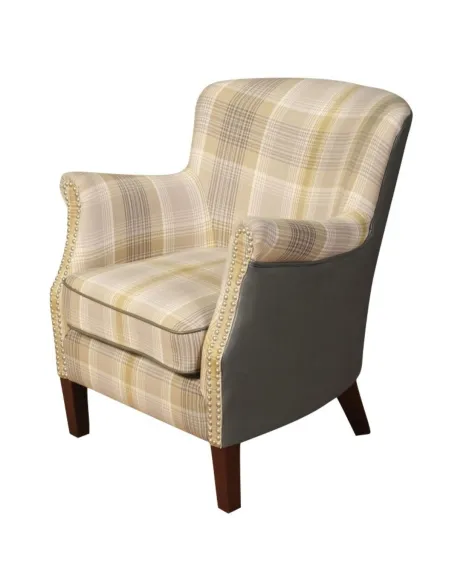 Harlow Armchair - Yellow Check/Grey | Murphy Furniture