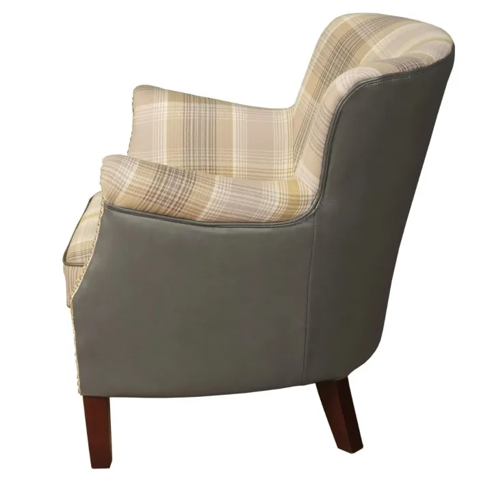 Harlow Armchair - Yellow Check/Grey | Murphy Furniture