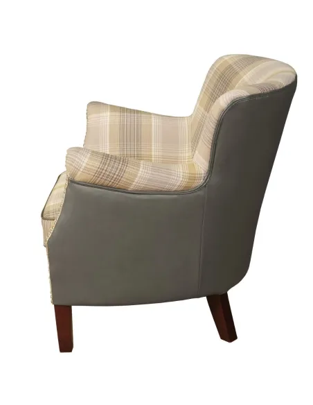 Harlow Armchair - Yellow Check/Grey | Murphy Furniture