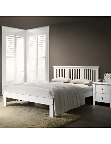 Hanna 4FT Slatted Bedframe - White | Murphy Furniture