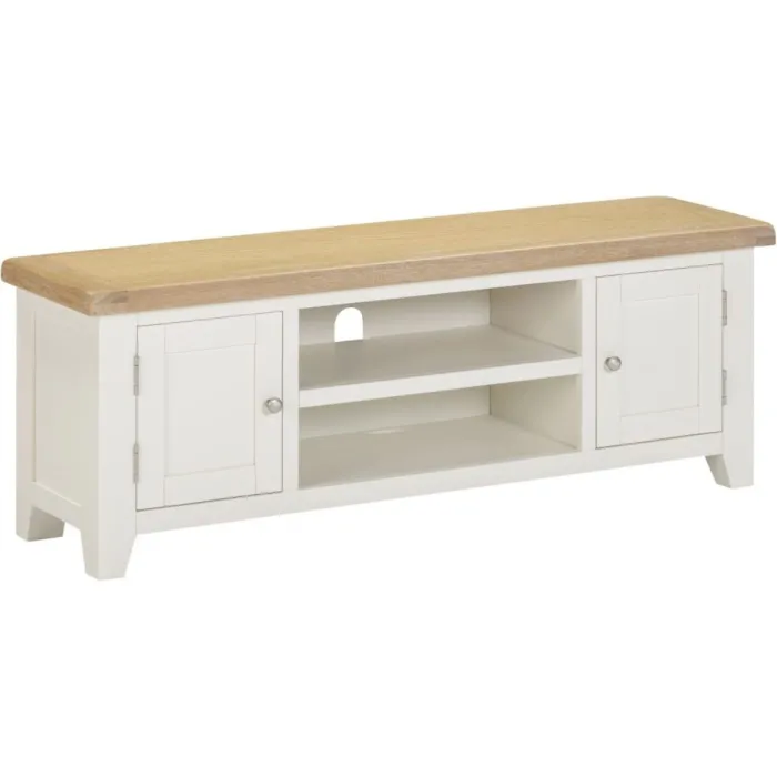 Windsor Straight TV Unit - Ivory/Oak | Murphy Furniture