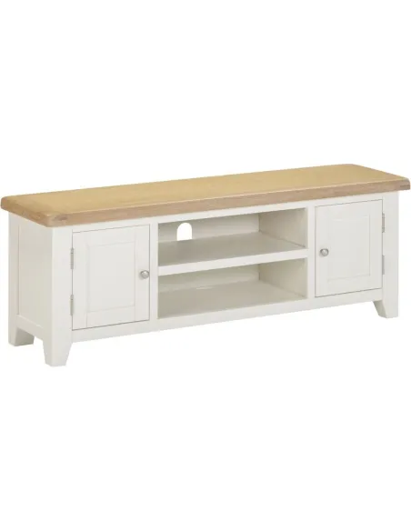Windsor Straight TV Unit - Ivory/Oak | Murphy Furniture