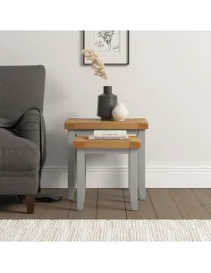 Windsor Nest Of 2 Tables - Pebble Grey/O | Murphy Furniture