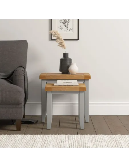 Windsor Nest Of 2 Tables - Pebble Grey/O | Murphy Furniture