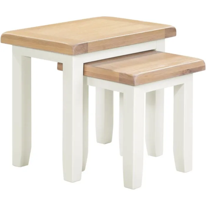 Windsor Nest Of 2 Tables - Ivory/Oak | Murphy Furniture