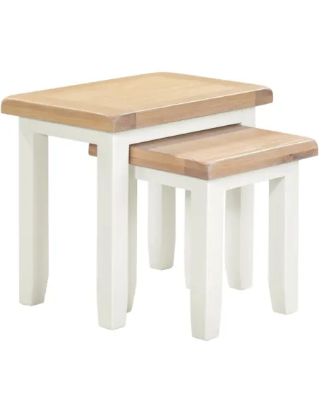 Windsor Nest Of 2 Tables - Ivory/Oak | Murphy Furniture