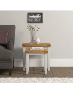 Windsor Nest Of 2 Tables - Ivory/Oak | Murphy Furniture