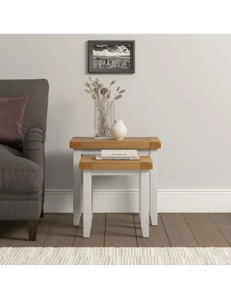 Windsor Nest Of 2 Tables - Ivory/Oak | Murphy Furniture