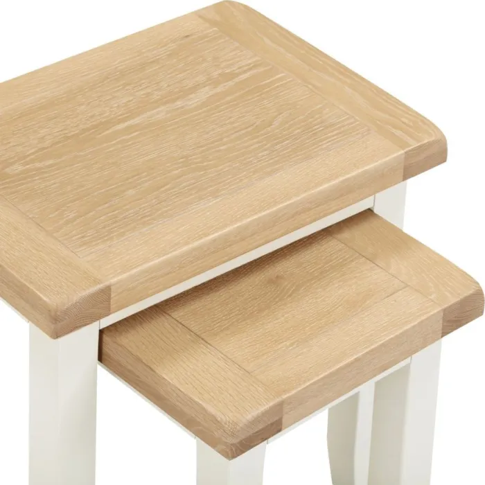 Windsor Nest Of 2 Tables - Ivory/Oak | Murphy Furniture