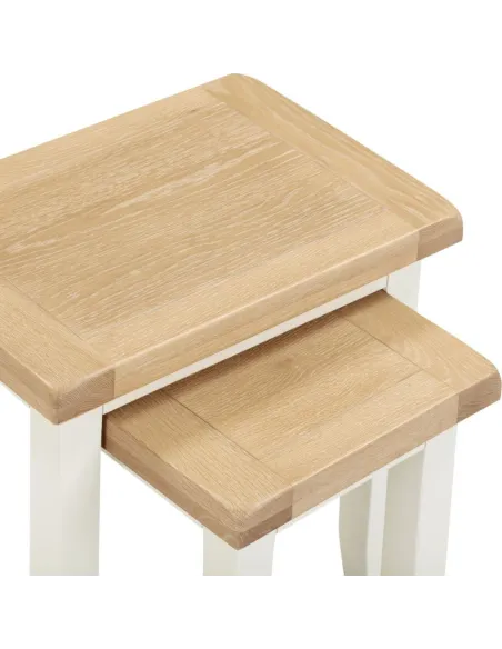 Windsor Nest Of 2 Tables - Ivory/Oak | Murphy Furniture