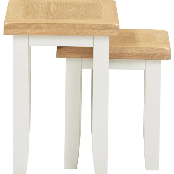 Windsor Nest Of 2 Tables - Ivory/Oak | Murphy Furniture