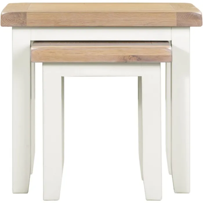 Windsor Nest Of 2 Tables - Ivory/Oak | Murphy Furniture