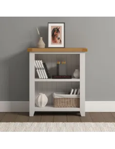 Windsor Low Bookcase - Ivory/Oak | Murphy Furniture
