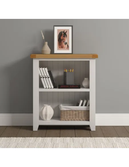 Windsor Low Bookcase - Ivory/Oak | Murphy Furniture