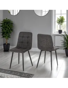Fenton Dining Chair - Dark Grey Suede Fa | Murphy Furniture
