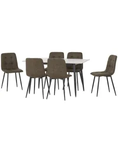 Fenton Dining Set (X6 Chairs) - White/Ol | Murphy Furniture