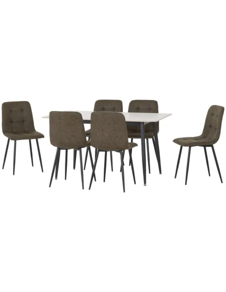 Fenton Dining Set (X6 Chairs) - White/Ol | Murphy Furniture