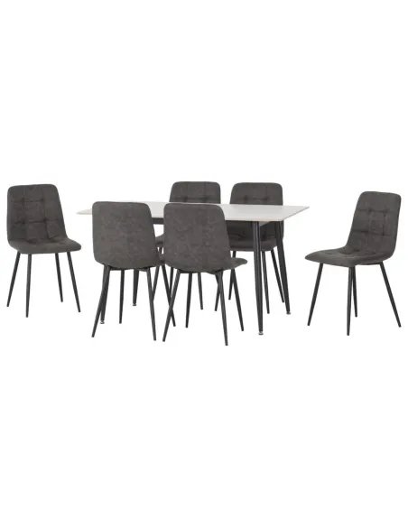 Fenton Dining Set (X6 Chairs) - White/Da | Murphy Furniture