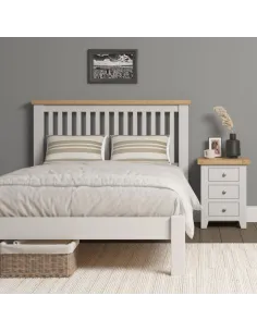 Windsor 4FT6 Low End Bed - Ivory/Oak | Murphy Furniture