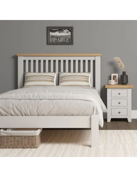 Windsor 4FT6 Low End Bed - Ivory/Oak | Murphy Furniture