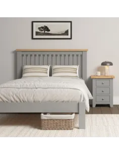 Windsor 4FT6 Low End Bed - Pebble Grey/O | Murphy Furniture