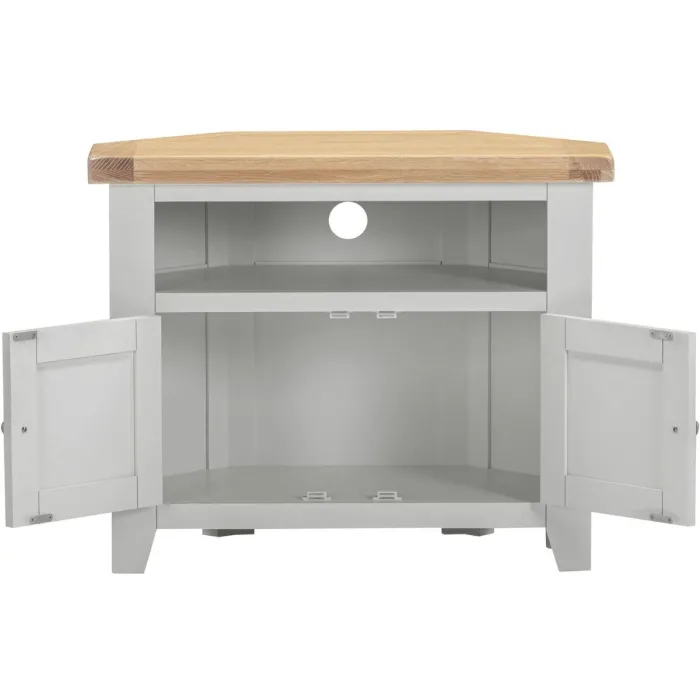 Windsor Corner TV Unit - Pebble Grey/Oak | Murphy Furniture