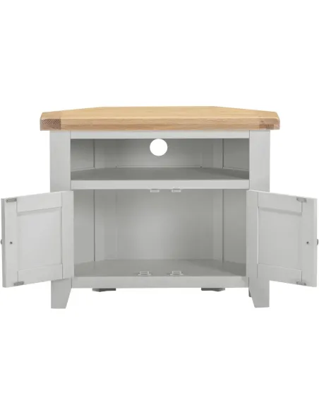 Windsor Corner TV Unit - Pebble Grey/Oak | Murphy Furniture