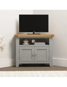Windsor Corner TV Unit - Pebble Grey/Oak | Murphy Furniture
