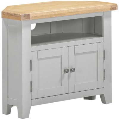 Windsor Corner TV Unit - Pebble Grey/Oak | Murphy Furniture