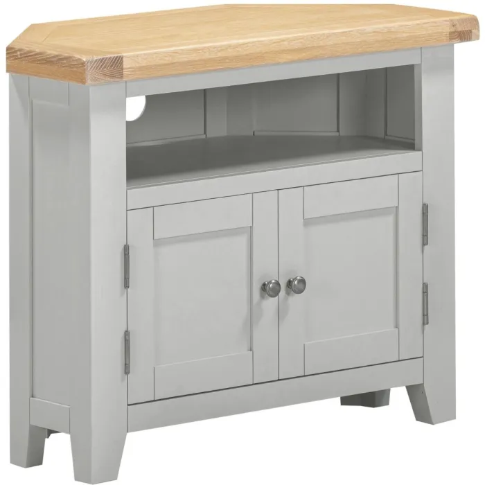 Windsor Corner TV Unit - Pebble Grey/Oak | Murphy Furniture