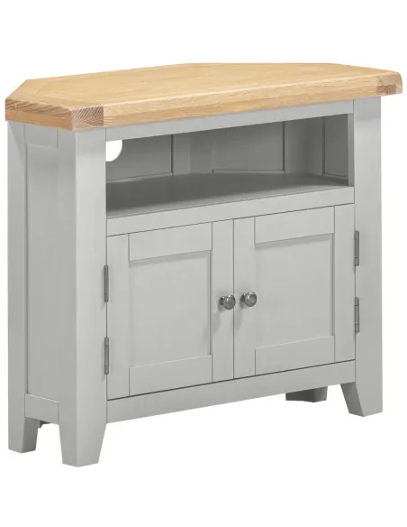 Windsor Corner TV Unit - Pebble Grey/Oak | Murphy Furniture