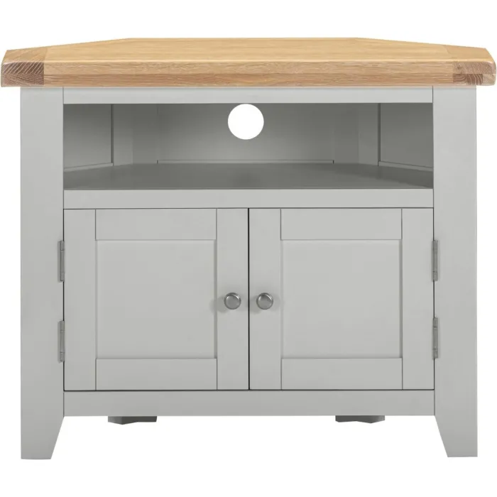 Windsor Corner TV Unit - Pebble Grey/Oak | Murphy Furniture