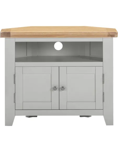 Windsor Corner TV Unit - Pebble Grey/Oak | Murphy Furniture