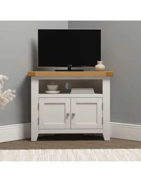 Windsor Corner TV Unit - Ivory/Oak | Murphy Furniture