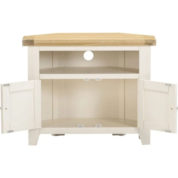Windsor Corner TV Unit - Ivory/Oak | Murphy Furniture