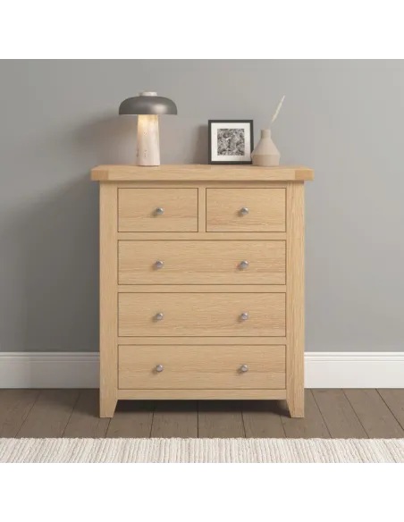Windsor 3+2 Drawer Chest - Natural Oak | Murphy Furniture