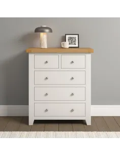 Windsor 3+2 Drawer Chest - Ivory/Oak | Murphy Furniture