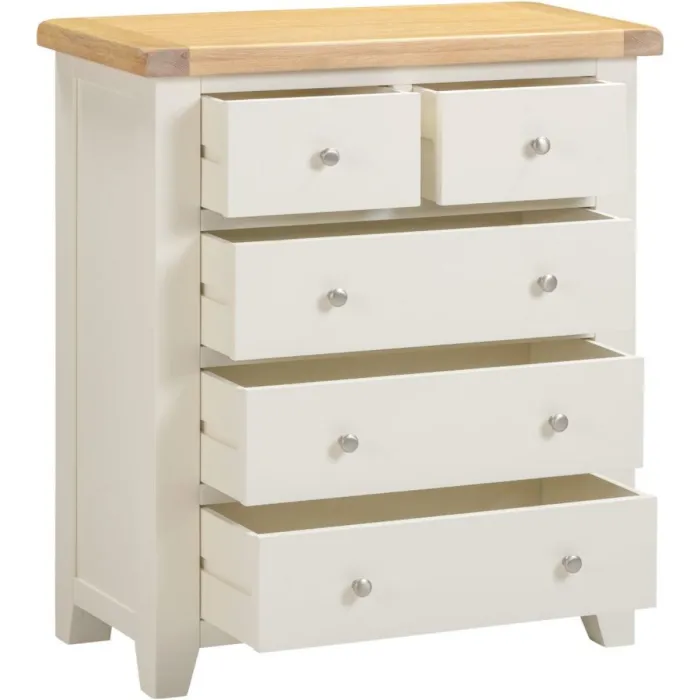 Windsor 3+2 Drawer Chest - Ivory/Oak | Murphy Furniture