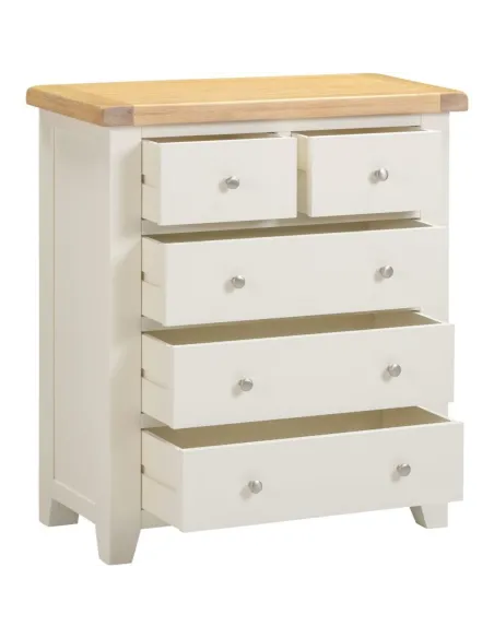 Windsor 3+2 Drawer Chest - Ivory/Oak | Murphy Furniture
