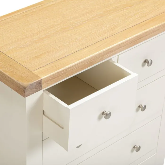 Windsor 3+2 Drawer Chest - Ivory/Oak | Murphy Furniture