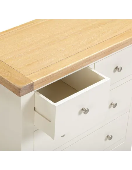 Windsor 3+2 Drawer Chest - Ivory/Oak | Murphy Furniture