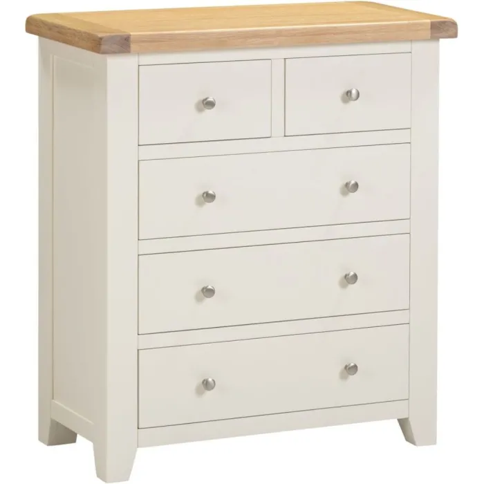 Windsor 3+2 Drawer Chest - Ivory/Oak | Murphy Furniture