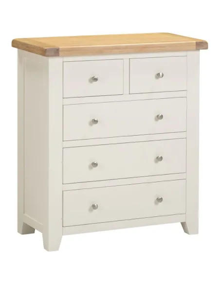 Windsor 3+2 Drawer Chest - Ivory/Oak | Murphy Furniture