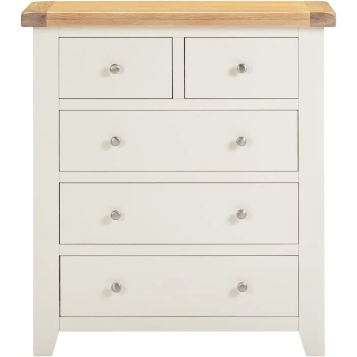 Windsor 3+2 Drawer Chest - Ivory/Oak | Murphy Furniture